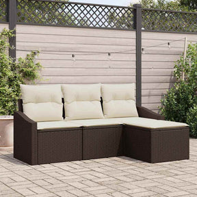 Vidaxl bankstel 4 st bruin poly rattan