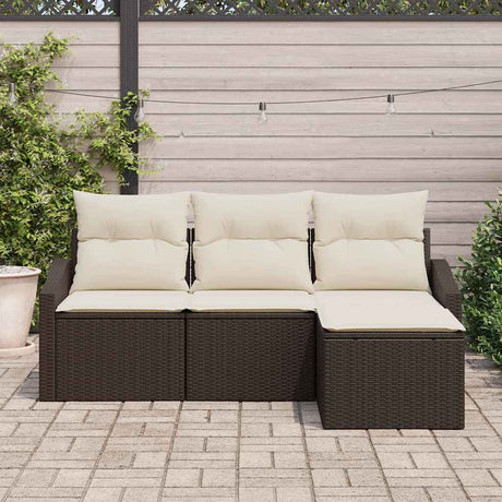 Vidaxl bankstel 4 st bruin poly rattan