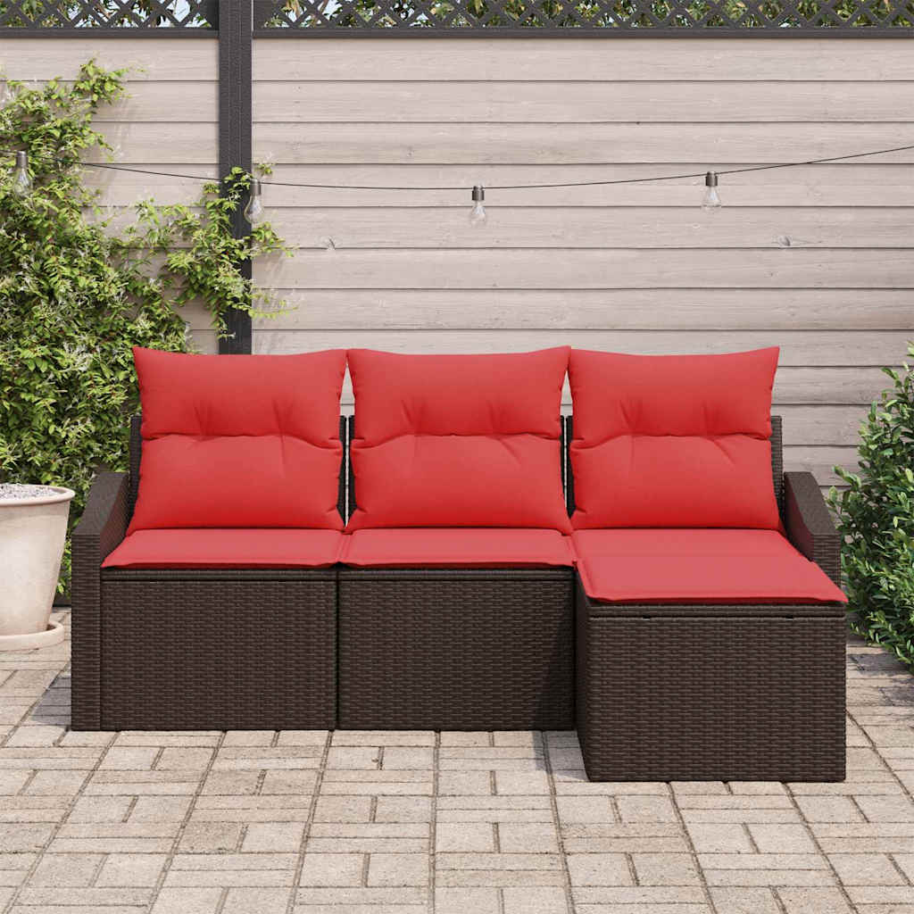 Vidaxl bankstel 4 st bruin poly rattan