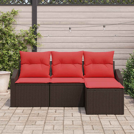 Vidaxl bankstel 4 st bruin poly rattan