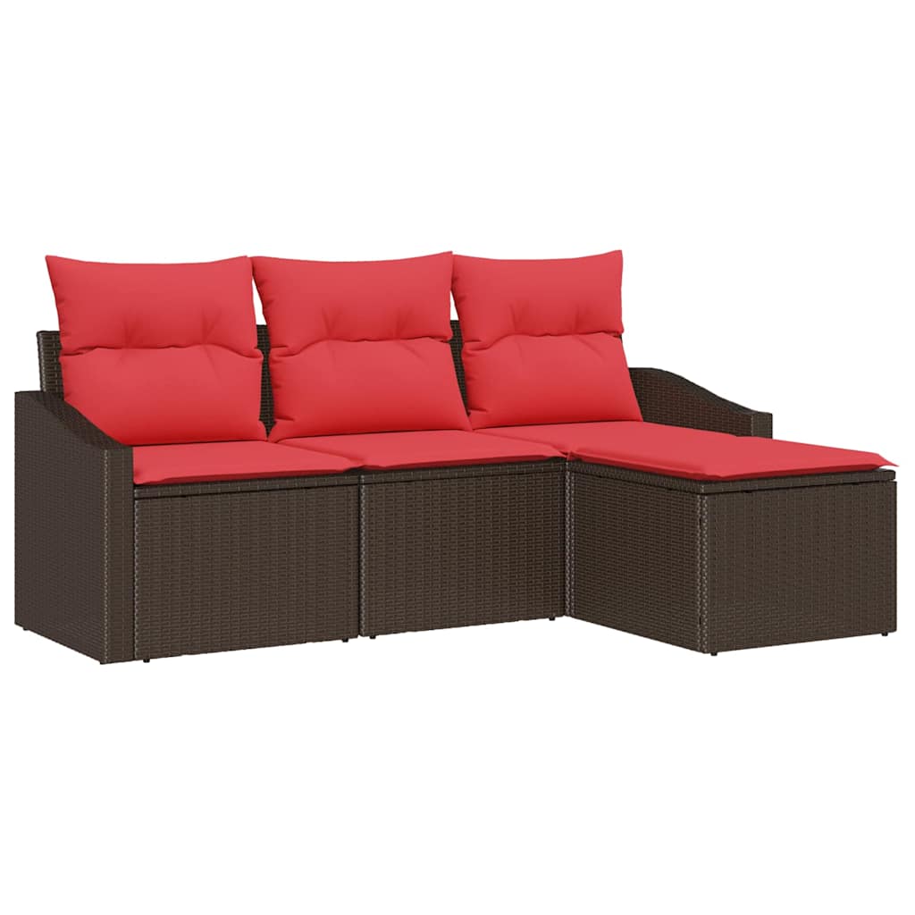 Vidaxl bankstel 4 st bruin poly rattan