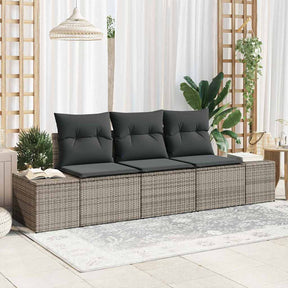 Vidaxl bankstel 3 st grijs poly rattan
