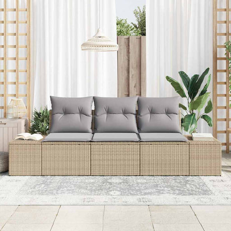 Vidaxl bankstel 3 st beige poly rattan