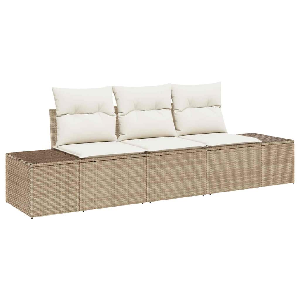 Vidaxl bankstel 3 st beige poly rattan