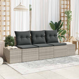 Vidaxl bankstel 3 st lichtgrijs poly rattan