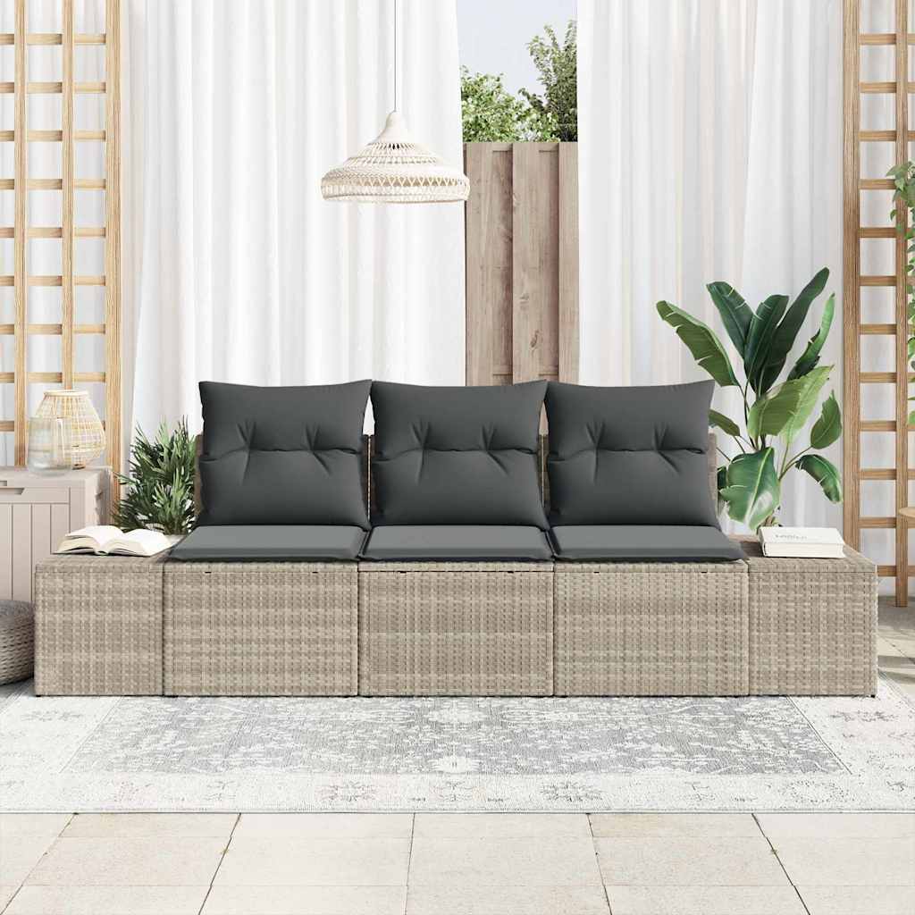 Vidaxl bankstel 3 st lichtgrijs poly rattan