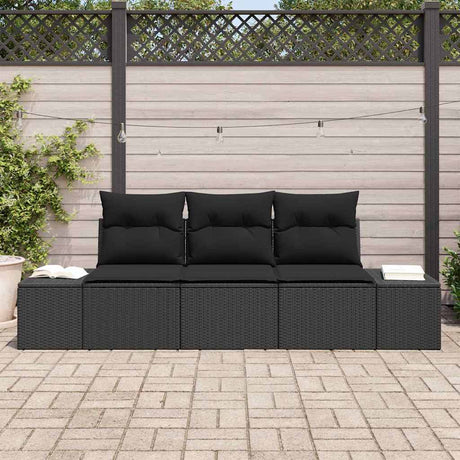 Vidaxl bankstel 3 st zwart poly rattan