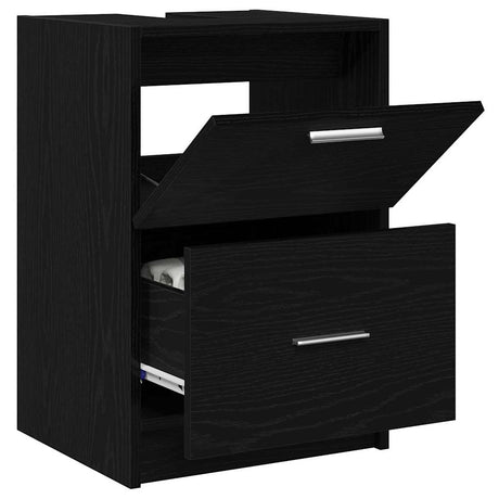 Vidaxl badkamer kast zwart eiken 40 x 37 x 59 cm bewerkt hout