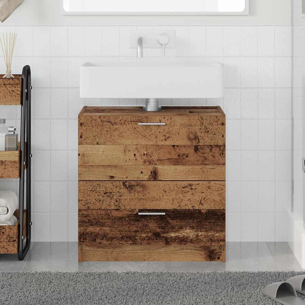 Vidaxl badkamer kast oud hout 59 x 37 x 59 cm bewerkt hout