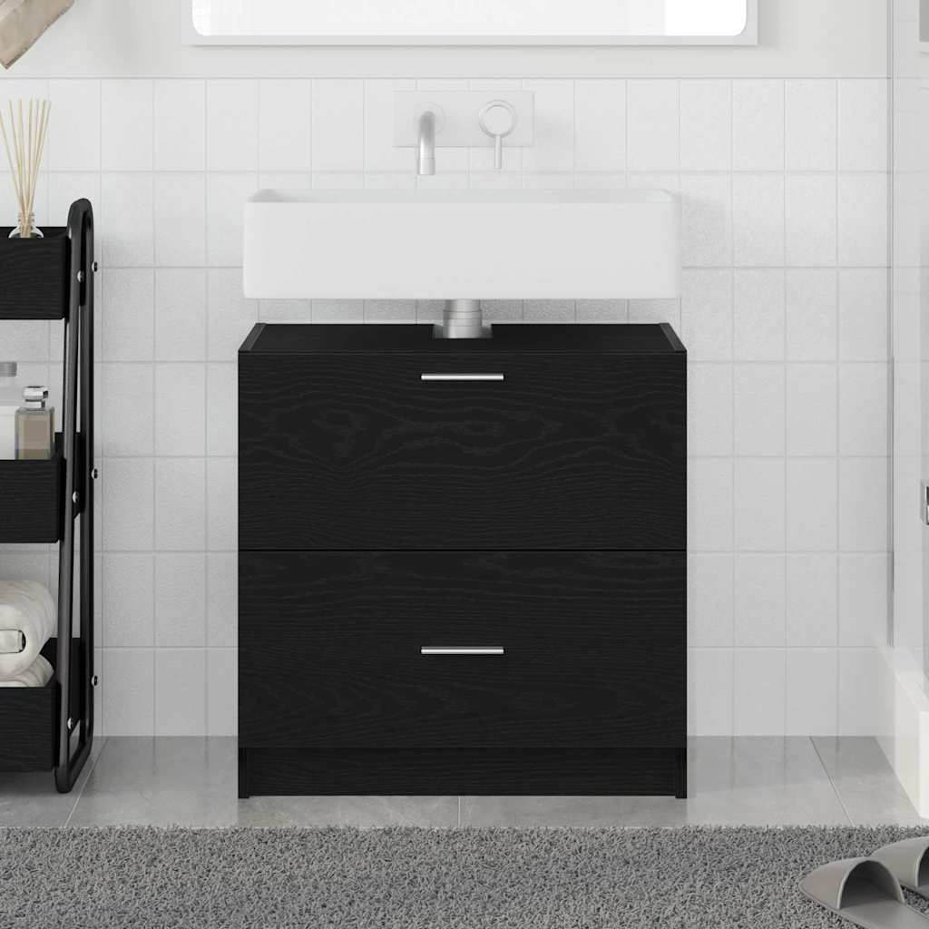 Vidaxl badkamer kast zwart eiken 59 x 37 x 59 cm bewerkt hout