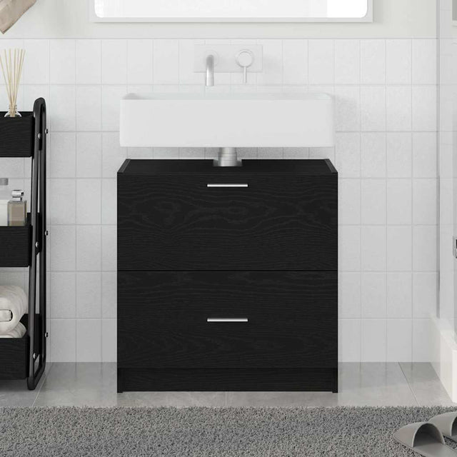 Vidaxl badkamer kast zwart eiken 59 x 37 x 59 cm bewerkt hout