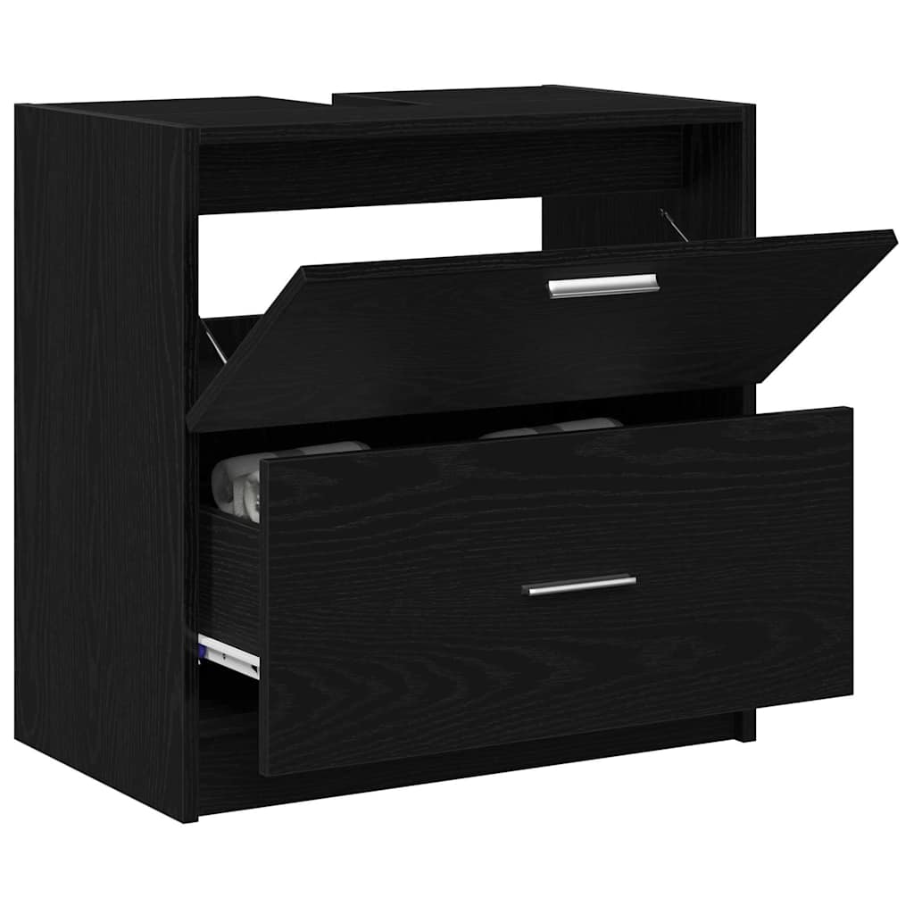 Vidaxl badkamer kast zwart eiken 59 x 37 x 59 cm bewerkt hout