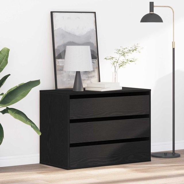 Vidaxl ladenkast 3-lade zwart 80 x 41 x 58 cm bewerkt hout