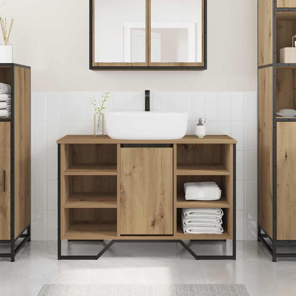 Vidaxl badkamertenk te kast artisan eiken 91 x 35 x 60 cm bewerkt hout
