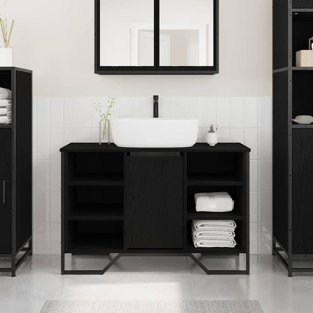 Vidaxl badkamertenk te kast zwart eiken 91 x 35 x 60 cm bewerkt hout