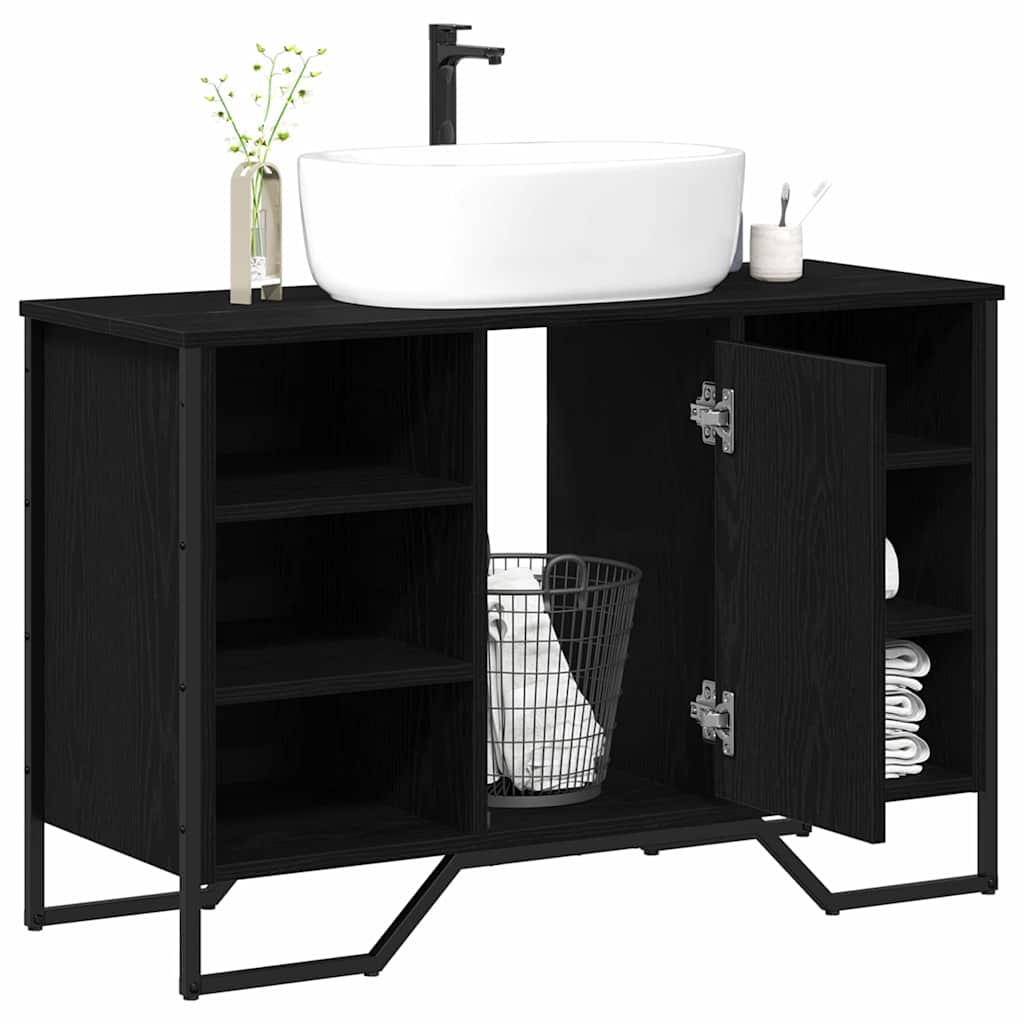 Vidaxl badkamertenk te kast zwart eiken 91 x 35 x 60 cm bewerkt hout