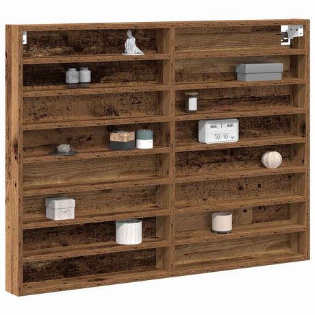 Vidaxl vitrinekast muurmontage oudhout 100 x 8,5 x 75 cm bewerkt hout