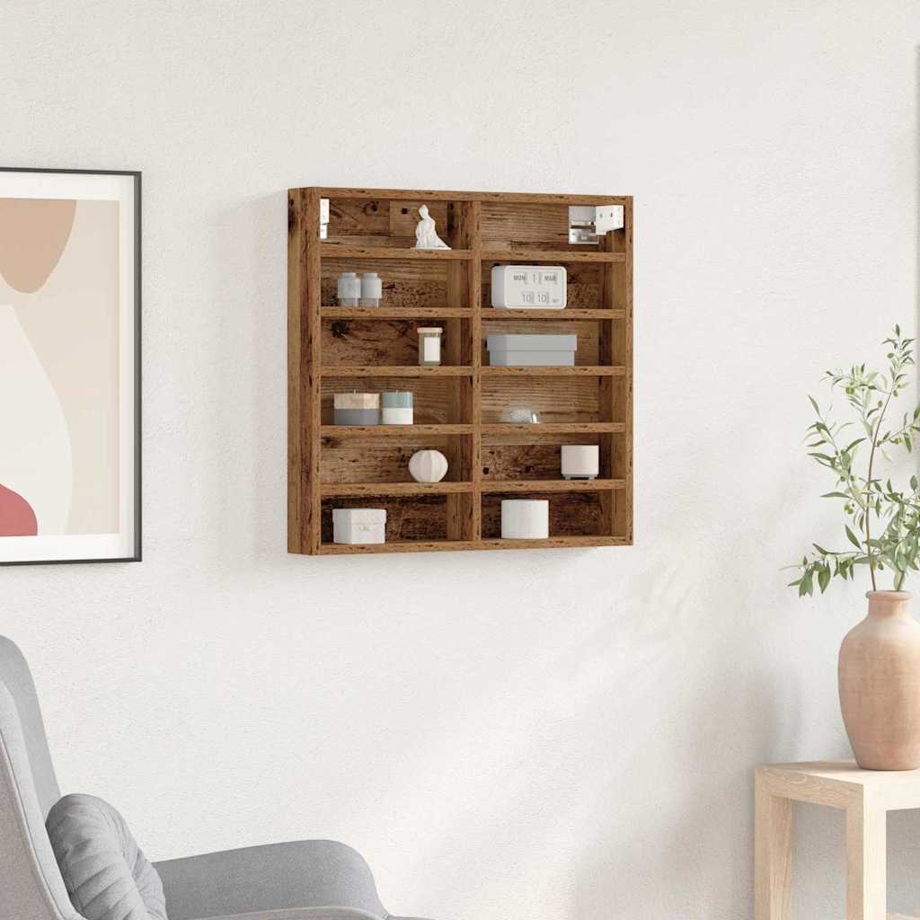 Vidaxl vitrinekast muurmontage oudhout 60 x 8,5 x 58 cm bewerkt hout