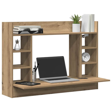 Vidaxl aan de muur bevestigd bureau artisanaal eikenkleurig