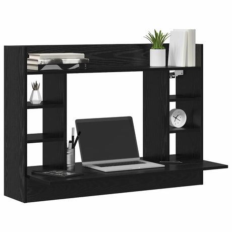Vidaxl aan de muur bevestigd bureau zwart eiken 105 x 48 x 75 cm