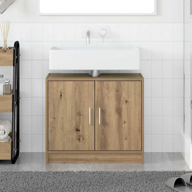 Vidaxl badkamer kast artisan eiken 63 x 29 x 55 cm bewerkt hout