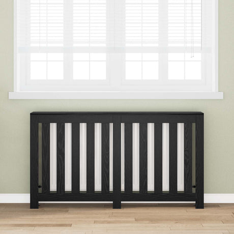 Vidaxl radiatorafdekking zwart eiken 149 x 20 x 82 cm bewerkt hout