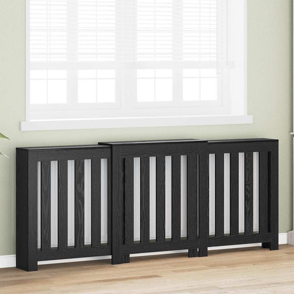 Vidaxl radiatorafdekking zwart eiken 205 x 21,5 x 83,5 cm bewerkt hout