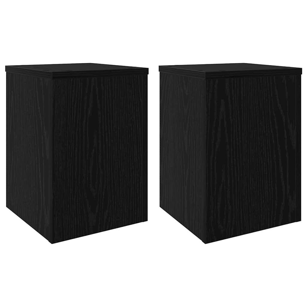 Vidaxl plantenstandaard 2 pcs zwart eiken 25 x 25 x 35 cm bewerkt hout