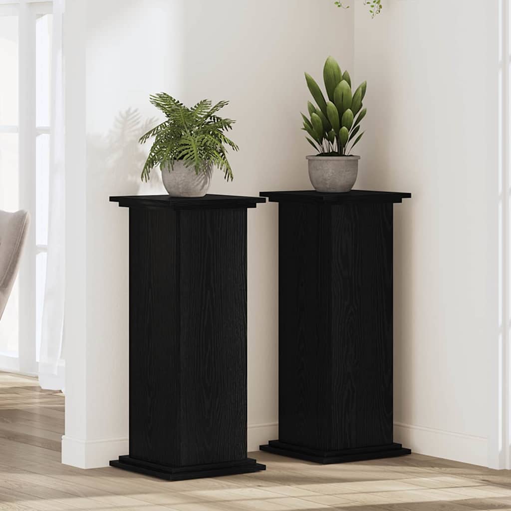 Vidaxl plantenstandaard zwart eiken 33 x 33 x 80 cm bewerkt hout