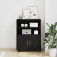 Vidaxl kast zwart eiken 60 x 48 x 74.5 cm met wielen
