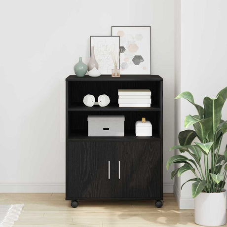 Vidaxl kast zwart eiken 60 x 48 x 74.5 cm met wielen