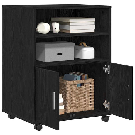 Vidaxl kast zwart eiken 60 x 48 x 74.5 cm met wielen