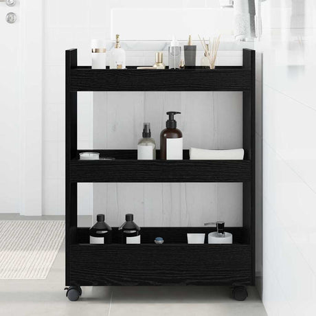 Vidaxl smalle opbergtrolley zwart eiken 60 x 22 x 80 cm bewerkt hout