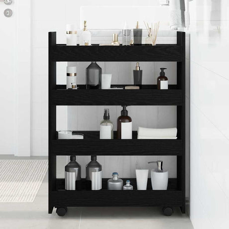 Vidaxl smalle opbergtrolley zwart eiken 60 x 20 x 82 cm bewerkt hout