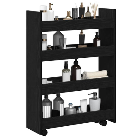 Vidaxl smalle opbergtrolley zwart eiken 60 x 20 x 82 cm bewerkt hout