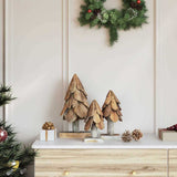 Vidaxl kerstboom 3 st bruin 40 cm massief teakhout