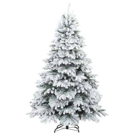 Vidaxl kunst kerstboom met geveerde takken, sneeuw bedekt wit 210 cm