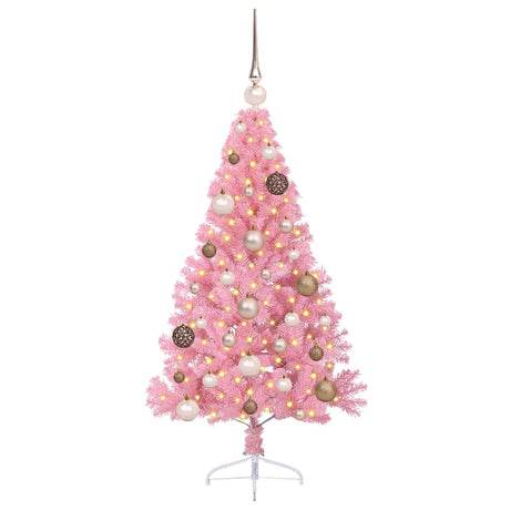 Vidaxl kunstmatig voorverlicht kerstboom met 150 led roze 120 cm pvc