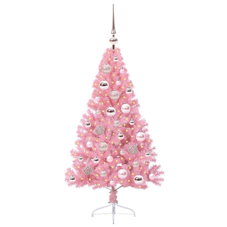 Vidaxl kunstmatig voorverlicht kerstboom met 150 led roze 120 cm pvc