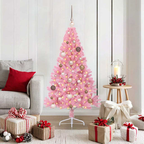 Vidaxl kunstmatig voorverlicht kerstboom met 150 led roze 150 cm pvc