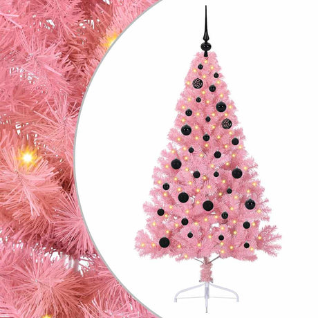 Vidaxl kunstmatig voorverlicht kerstboom met 150 led roze 150 cm pvc