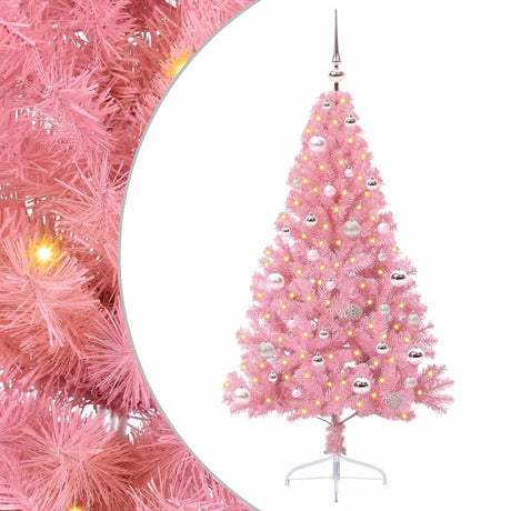 Vidaxl kunstmatig voorverlicht kerstboom met 150 led roze 150 cm pvc