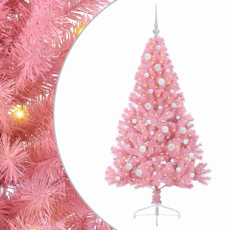 Vidaxl kunstmatig voorverlicht kerstboom met 150 led roze 150 cm pvc
