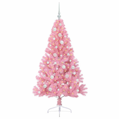 Vidaxl kunstmatig voorverlicht kerstboom met 150 led roze 150 cm pvc