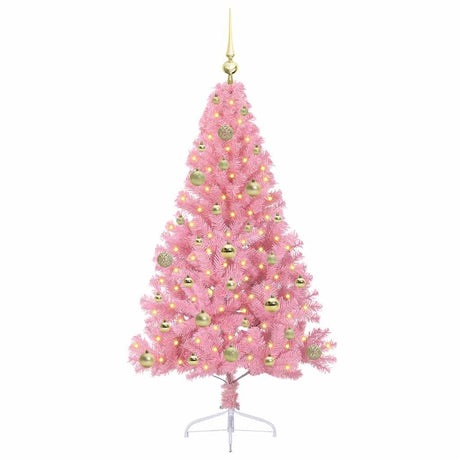 Vidaxl kunstmatig voorverlicht kerstboom met 150 led roze 150 cm pvc