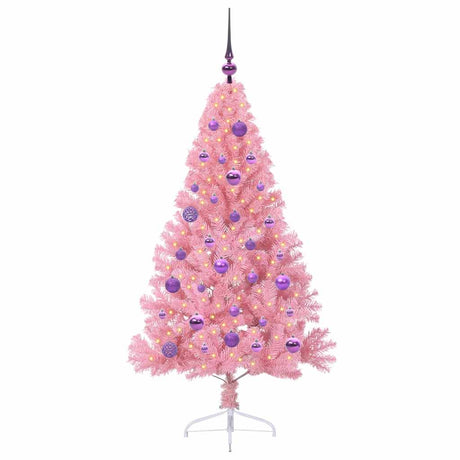 Vidaxl kunstmatig voorverlicht kerstboom met 150 led roze 150 cm pvc