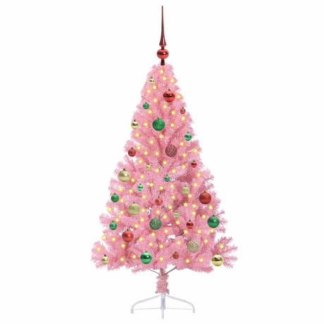 Vidaxl kunstmatig voorverlicht kerstboom met 150 led roze 150 cm pvc