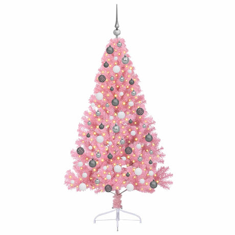 Vidaxl kunstmatig voorverlicht kerstboom met 300 led roze 180 cm pvc