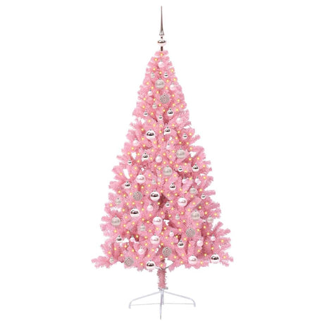 Vidaxl kunstmatig voorverlicht kerstboom met 300 led roze 180 cm pvc