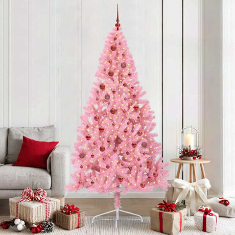 Vidaxl kunstmatig voorverlicht kerstboom met 300 led roze 210 cm pvc